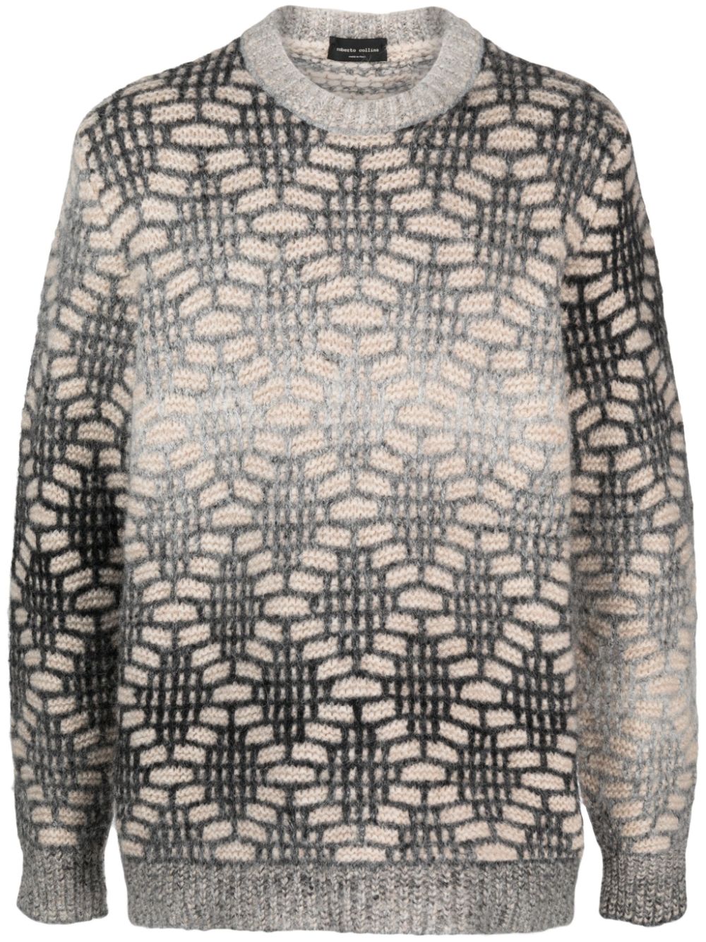 Jacquard crew-neck jumper - Grey
