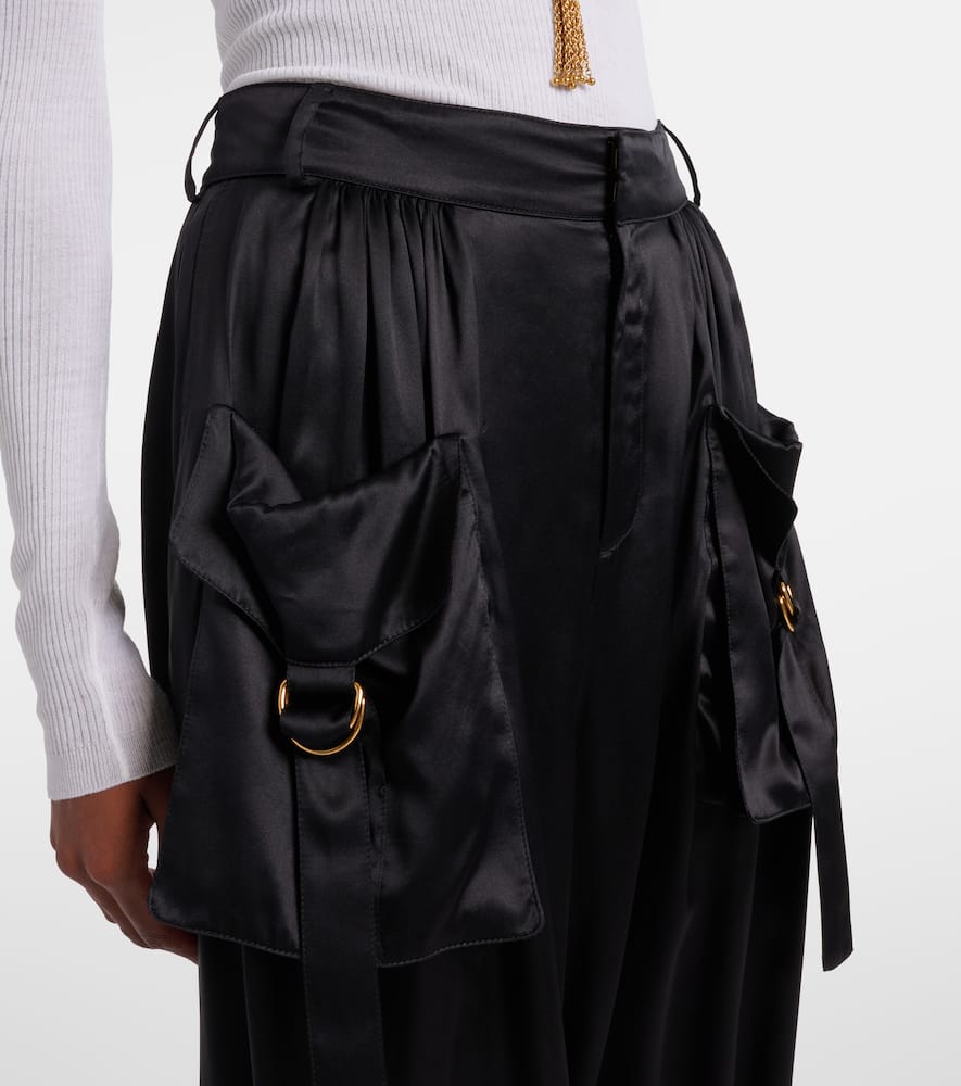 Chloé High-rise silk satin cargo pants