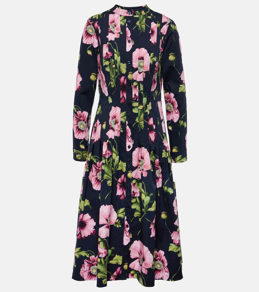 Floral cotton-blend midi dress