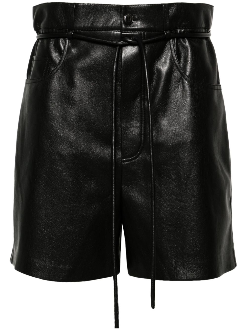 Belted faux-leather shorts - Black