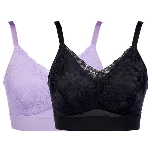 2-pack Molded Cup Bra with Lace Overlay - Dusk Sky/Beige