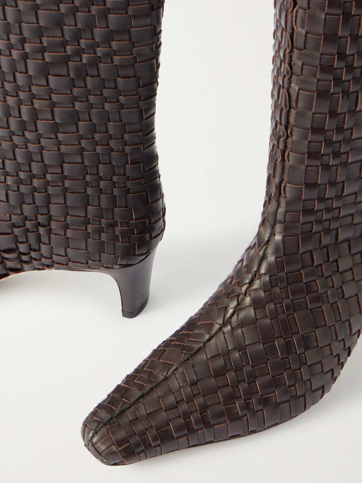 Wally Woven Leather Knee Boots - Brown