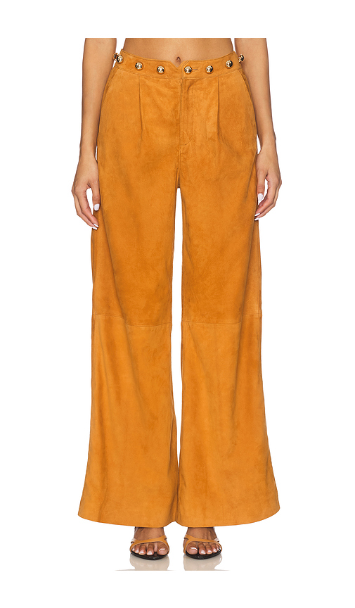Understated Leather PANTALON DOME STUDDED en Brown. M. Also en L
