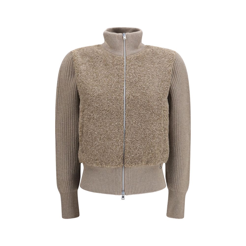 Merino Wool Ribbed Cardigan — Beige
