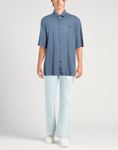 Man Shirt Slate blue Size M Lyocell, Cotton