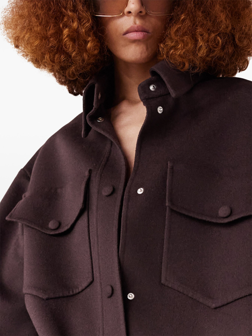 Dark Brown Press-stud Fastening Overshirt