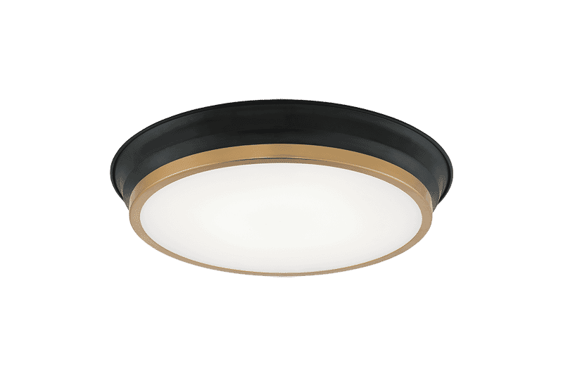 Black Aged Gold Brass Two Light Ceiling Mount from the Jaxx Collection