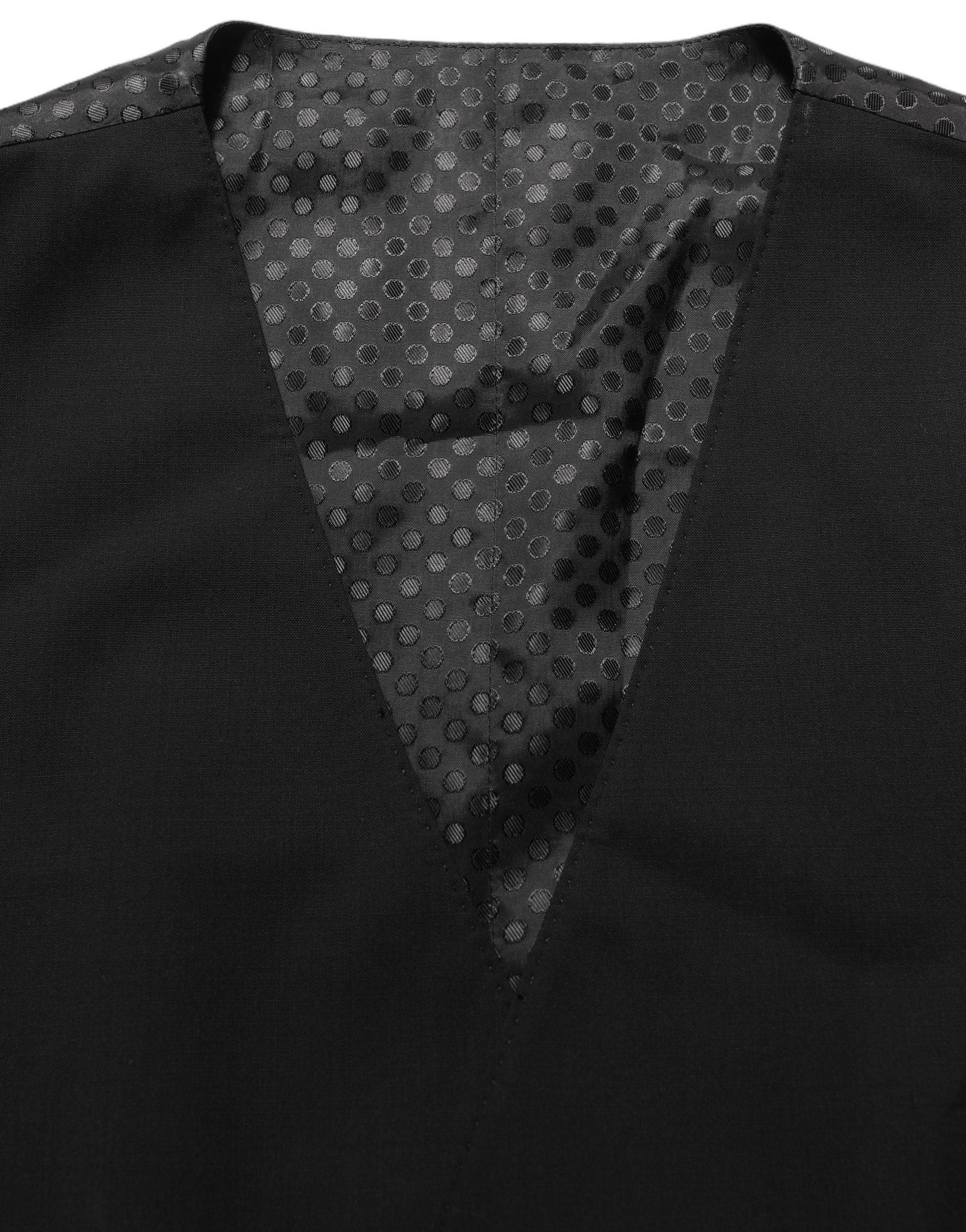 Virgin Wool Blend Waistcoat — Black