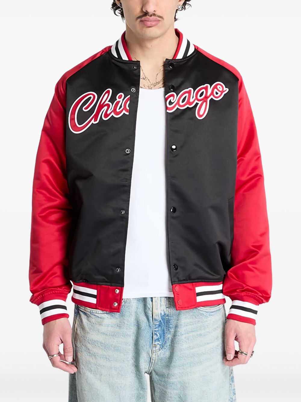 Embroidered varsity jacket - Black
