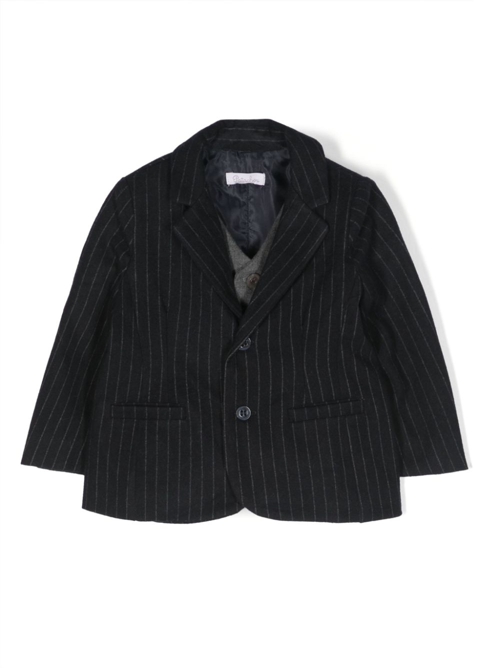 Pinstripe-pattern single-breasted blazer - Blue