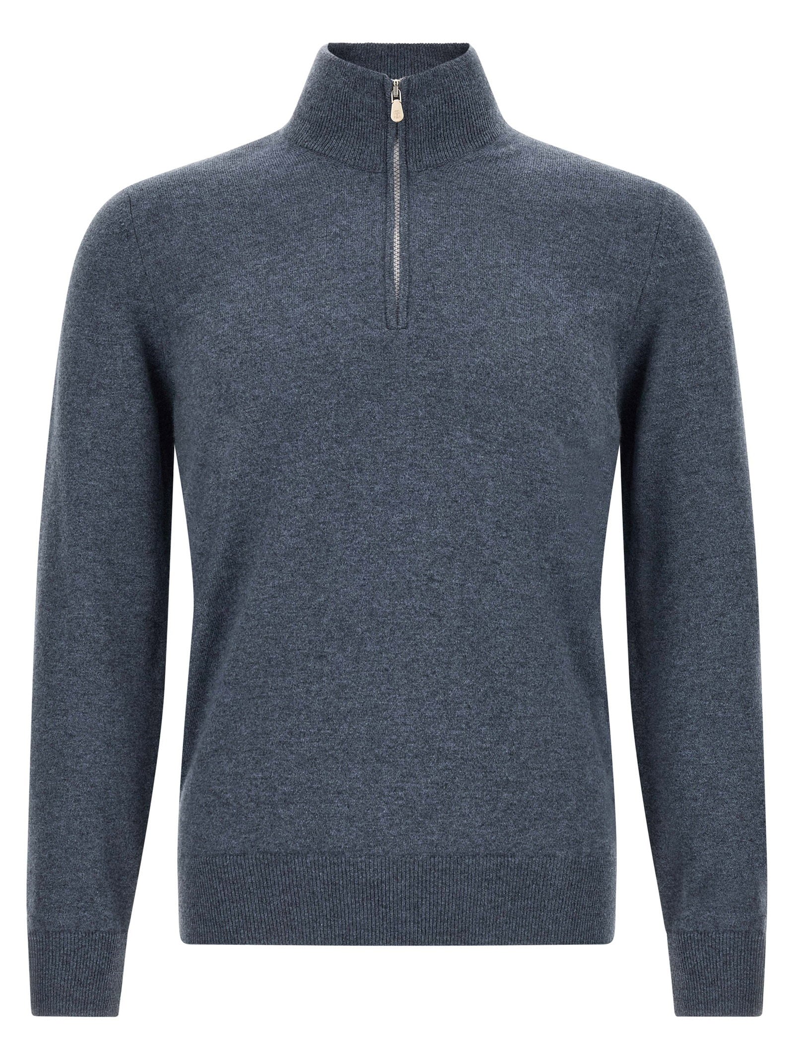 Half-Zip Cashmere Sweater — slate blue
