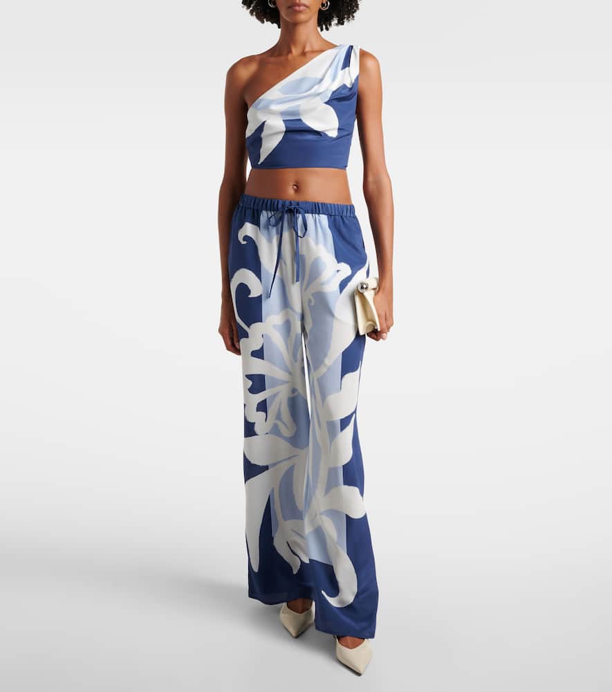 Portia floral silk crop top