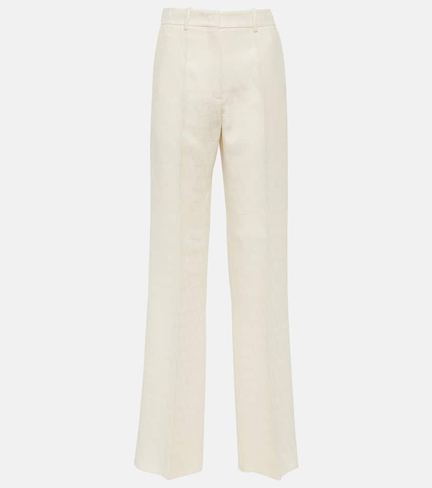 High-rise wool and silk wide-leg pants