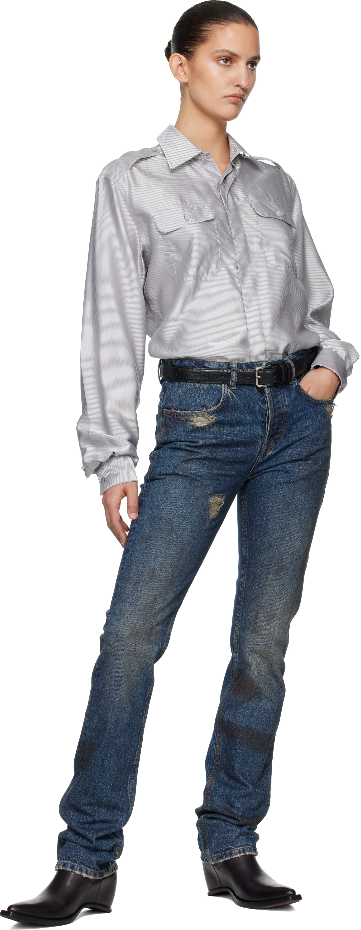 Blue Washed Denim Jeans