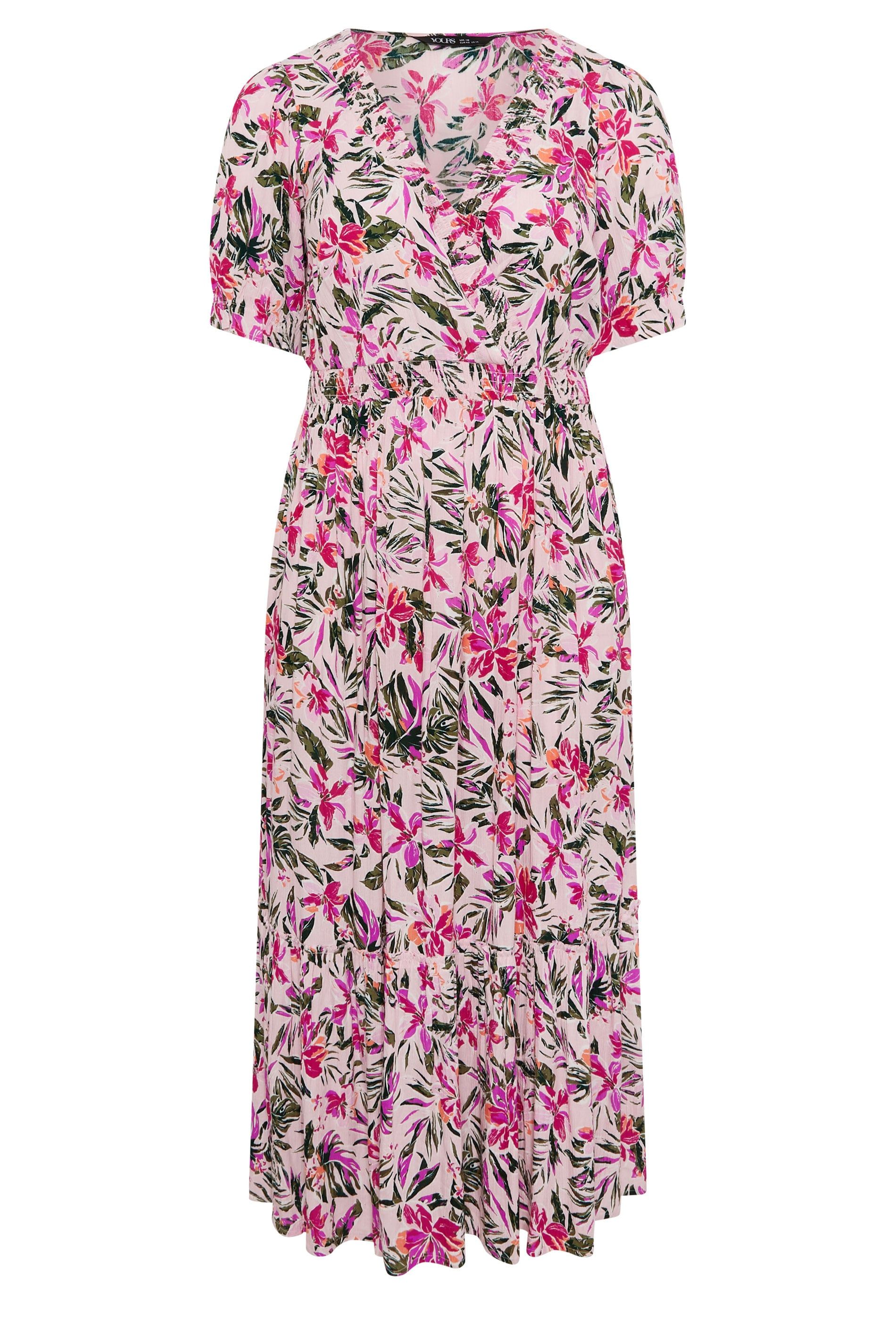 Yours Women's Tropical Shirred Maxi Dress in Baby Pink