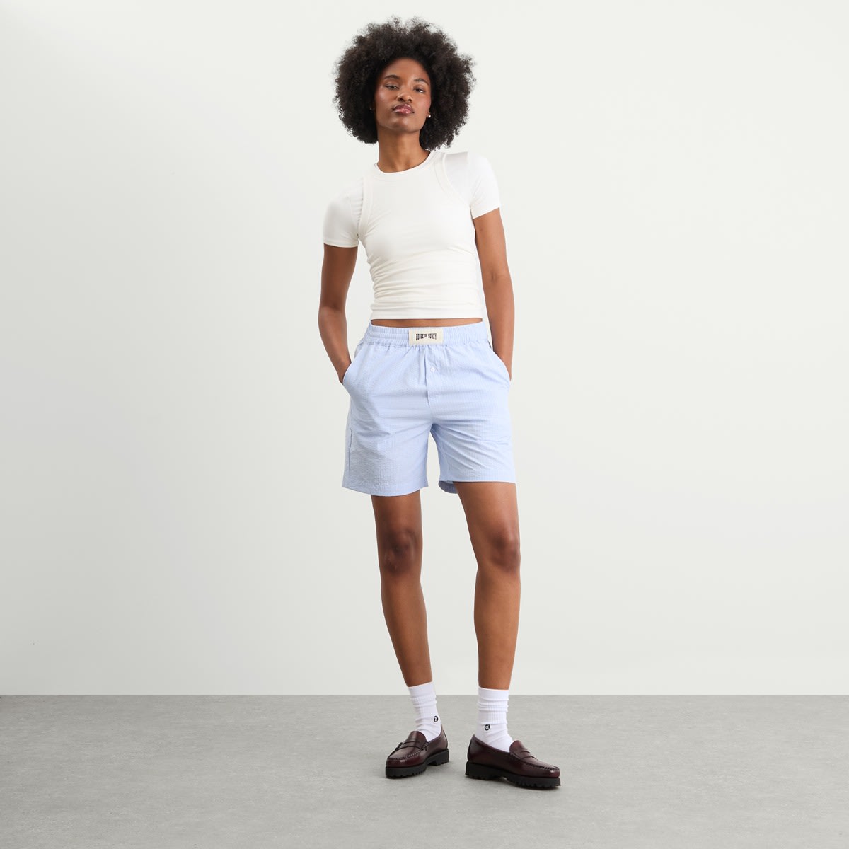 Women's Seersucker Box Fit Shorts Multi