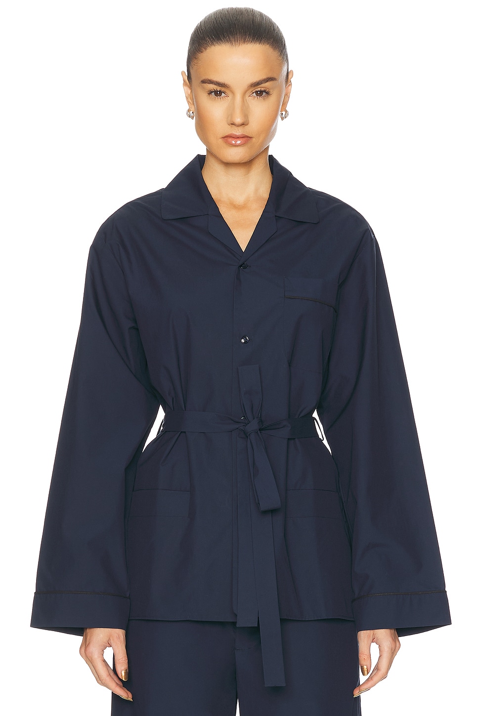 OURS THE BRAND The Camicia Robe Top in Blu Marino - Navy.  XL also in L