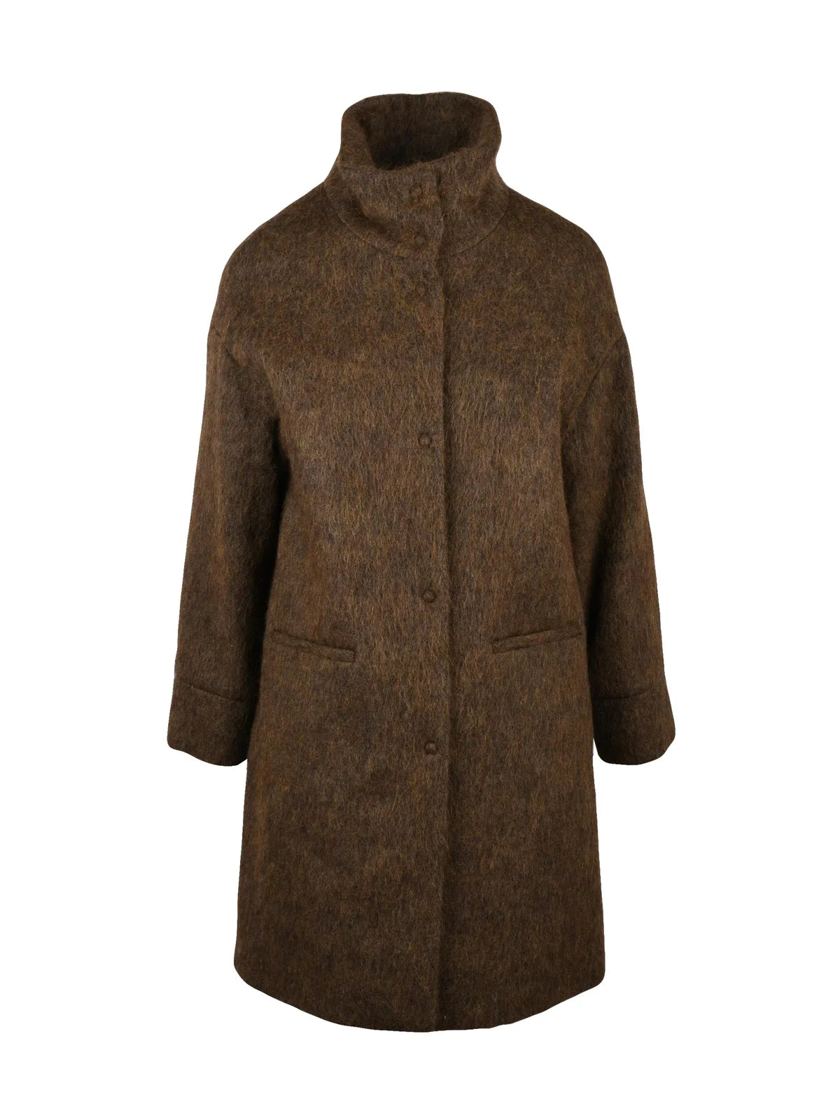 Brown Virgin Wool-Blend Coat