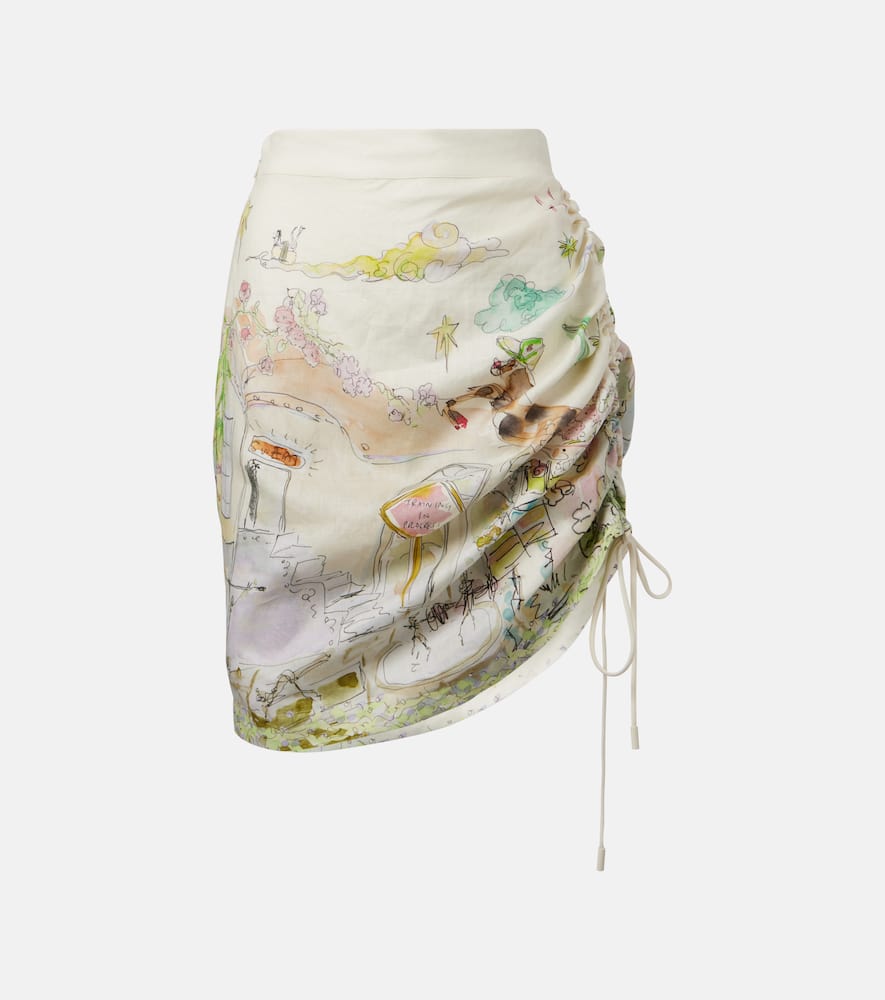 Alémais Anouk printed gathered linen miniskirt