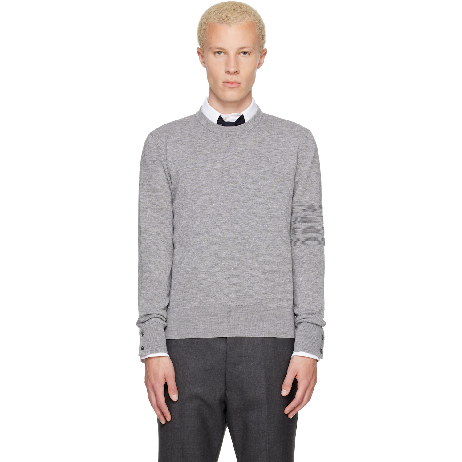 Gray Ottoman Milano Stitch 4-Bar Bomber Sweater