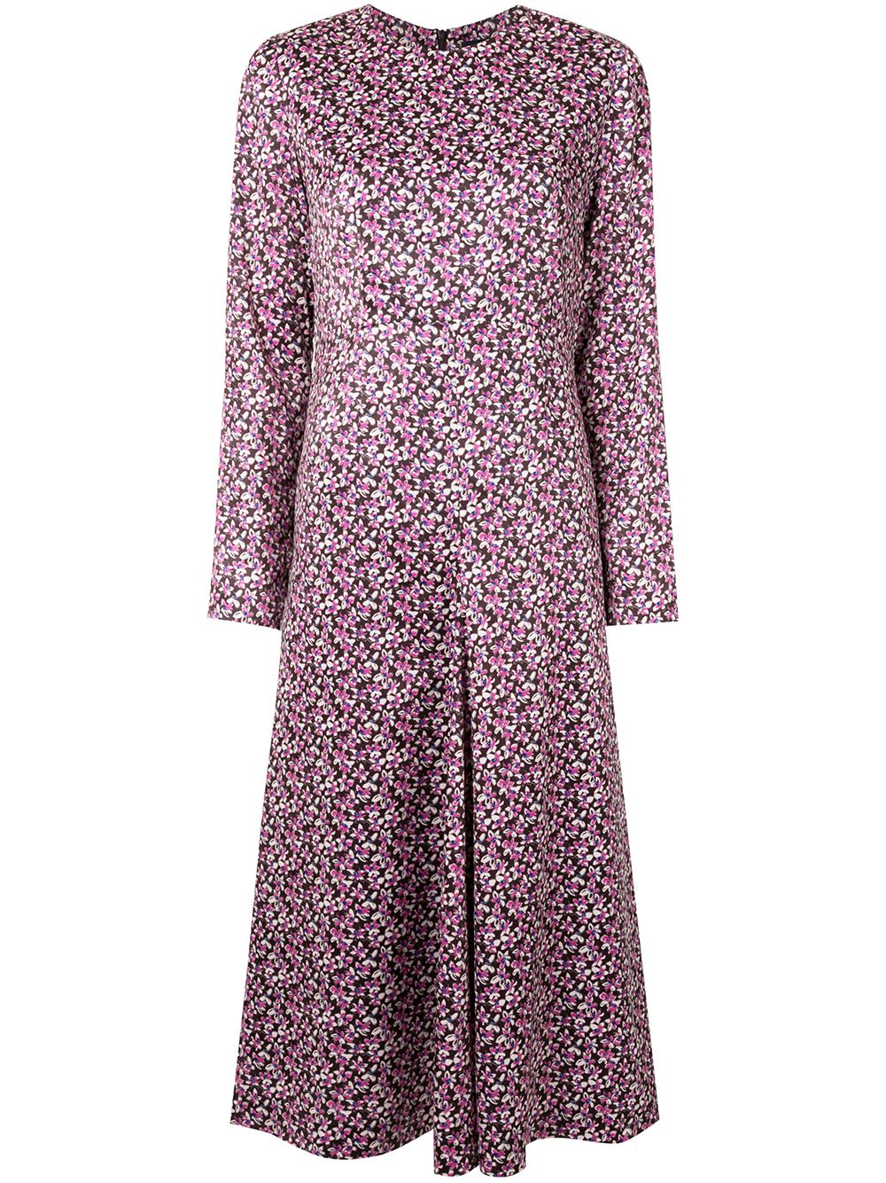 Floral-print flared panel midi dress - Pink