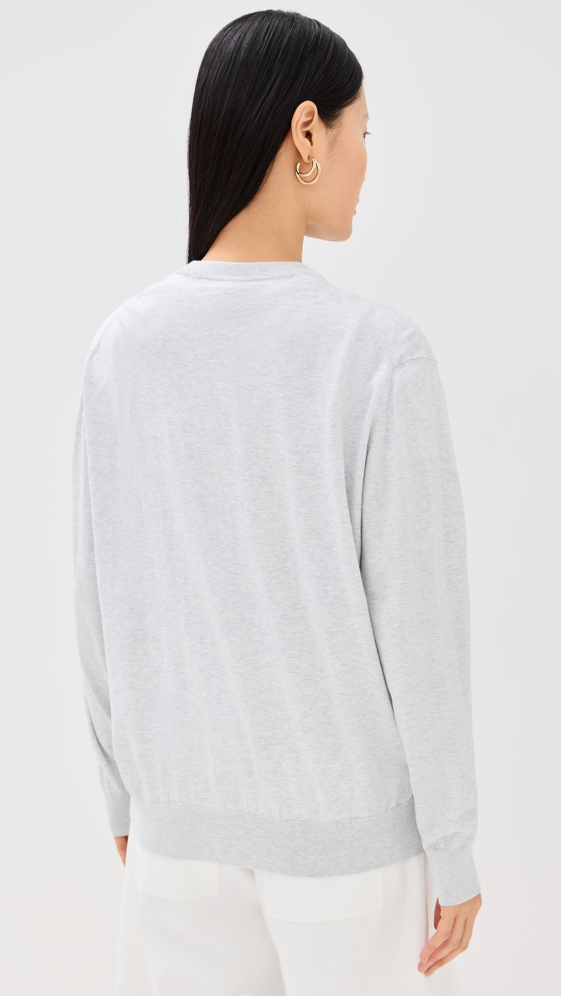 Super Fine Gauge Perfect Pullover Light Heather Grey