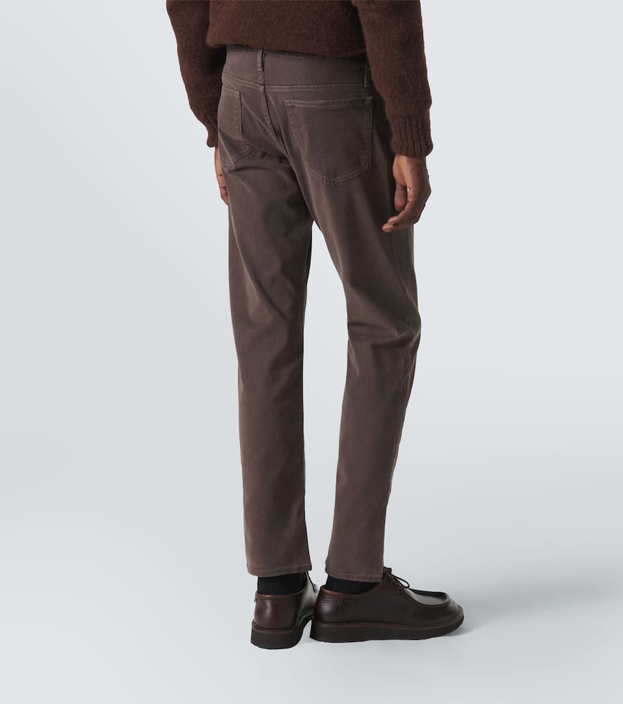 Mid-rise twill slim pants
