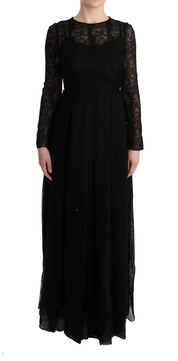 Floral Lace Sheath Dress — Black