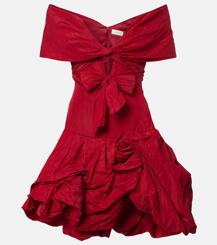 Off-shoulder cotton-blend taffeta minidress