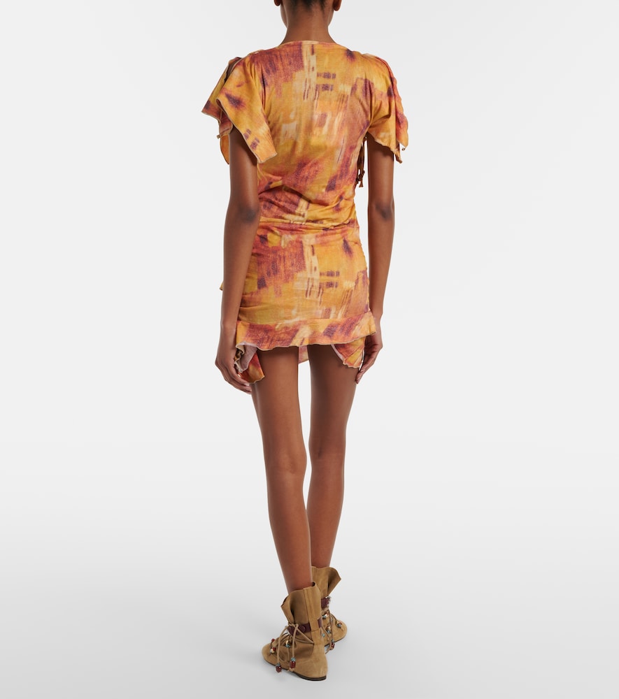 Janick printed ruffled cotton minidress