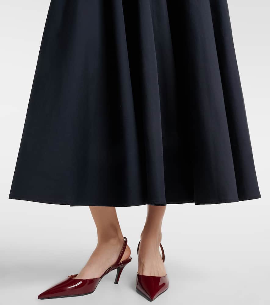 Pleated cotton midi skirt