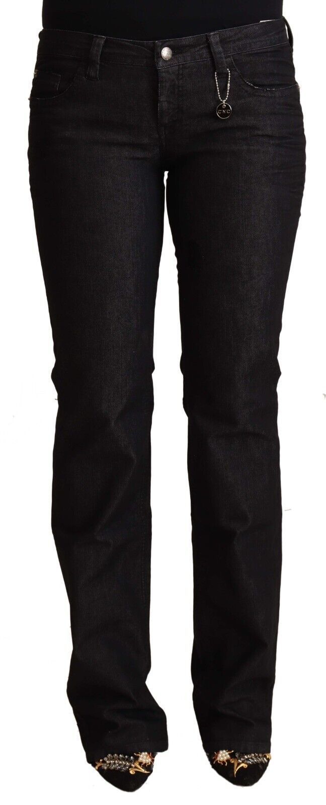 Cotton-Lycra Low-Waist Skinny Jeans — Black