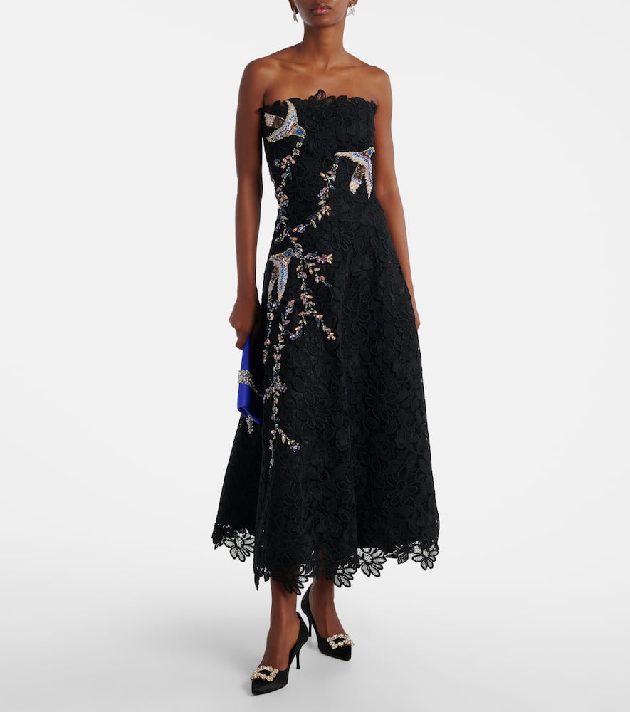 Embroidered lace midi dress