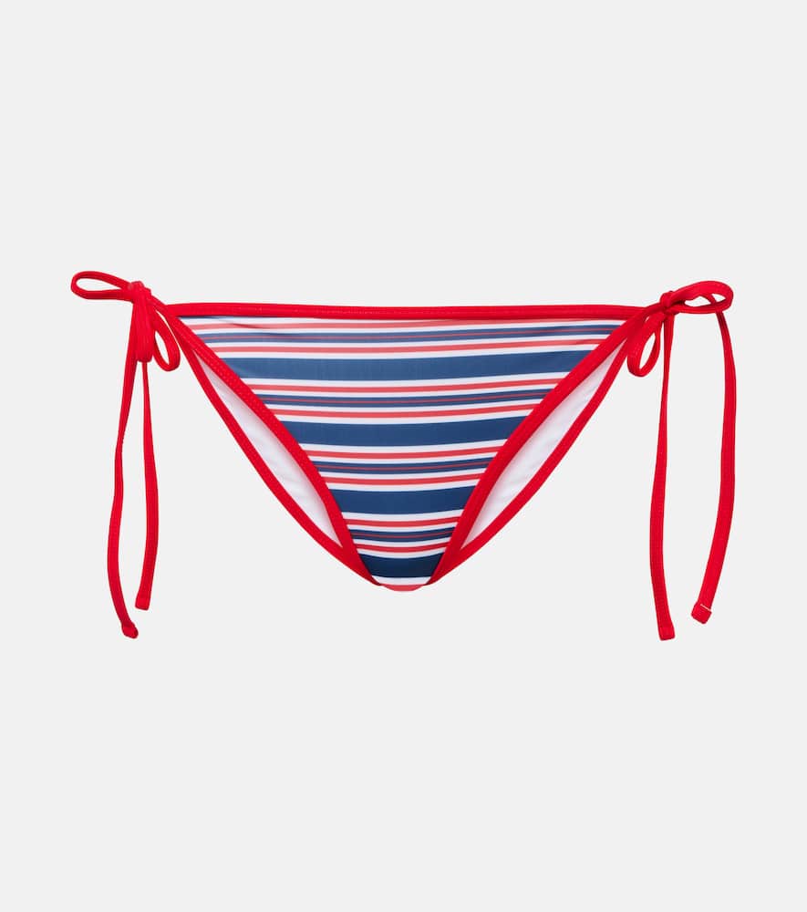 Ties striped bikini bottoms