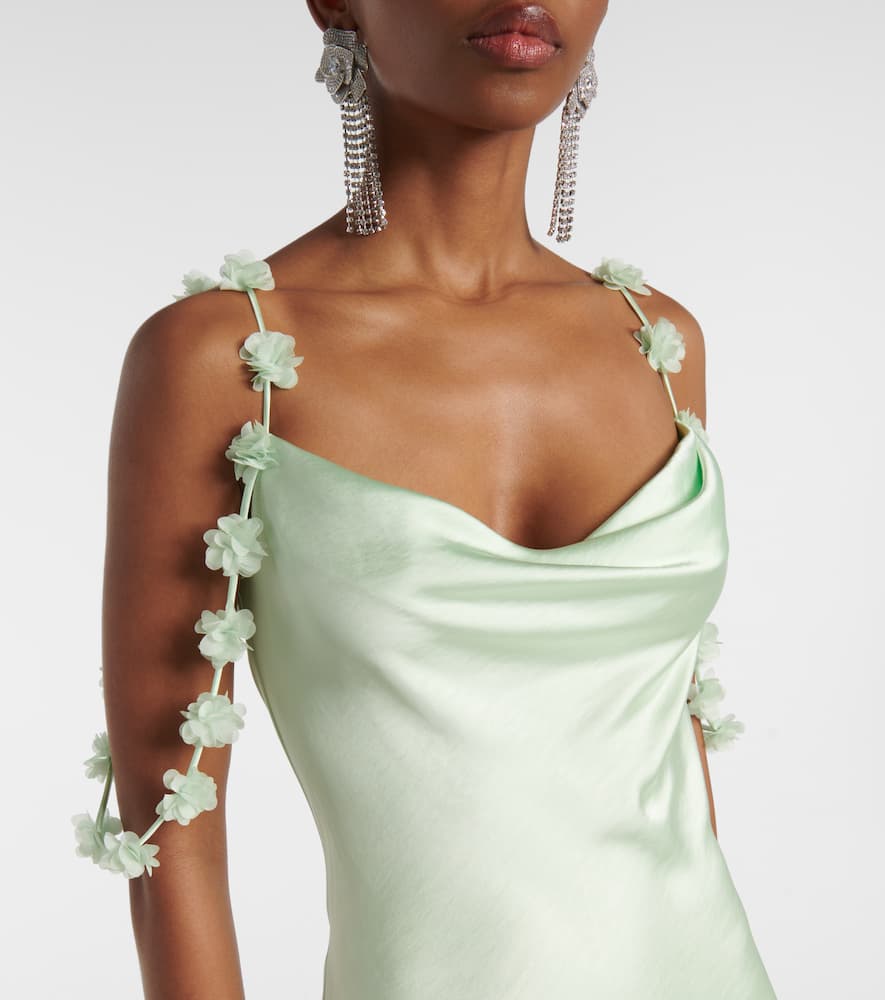 Self-Portrait Floral-appliqué satin gown