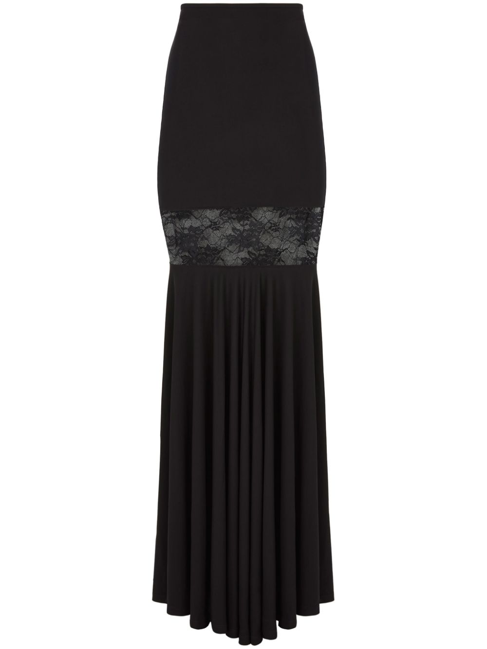 Lace-panel maxi skirt - Black