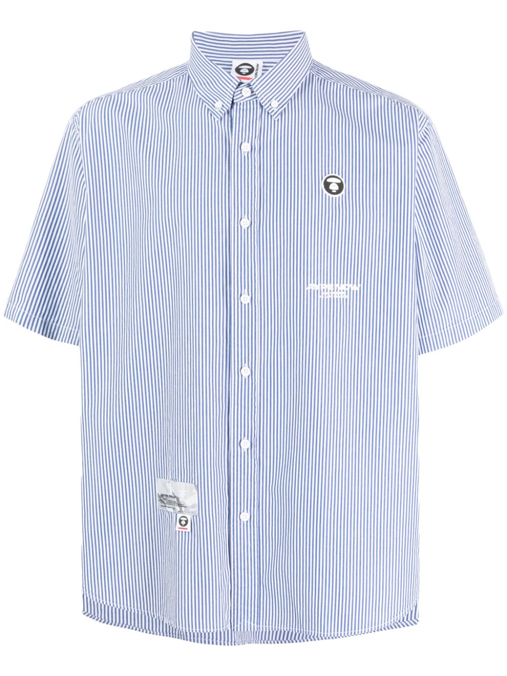 Logo-appliqué striped shirt - Blue