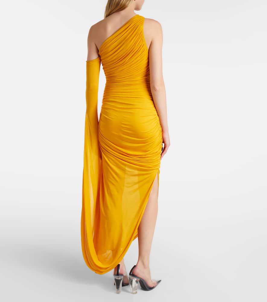 Draped one-shoulder jersey maxi dress