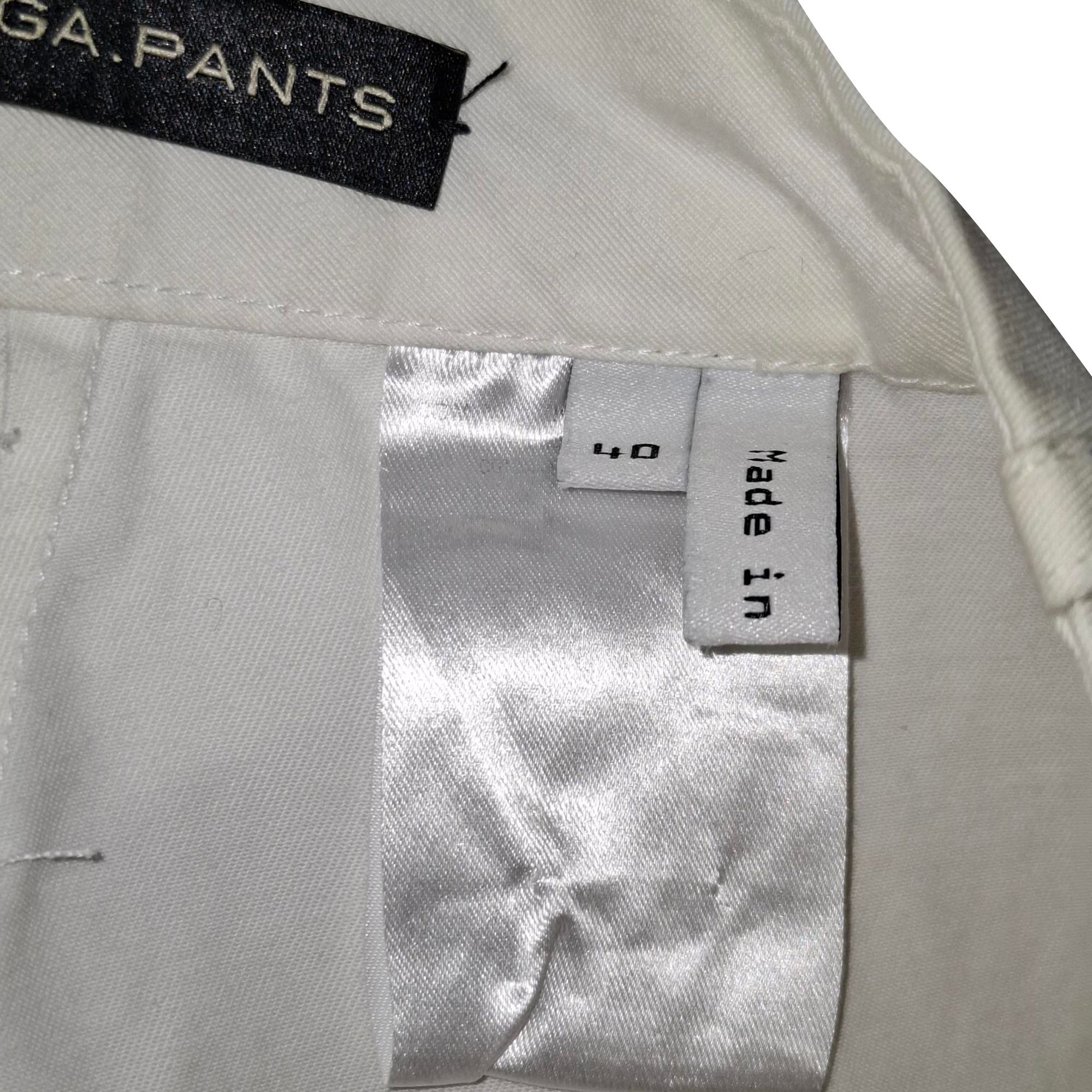Balenciaga Women's Preloved Trousers in White Cotton in Ecru