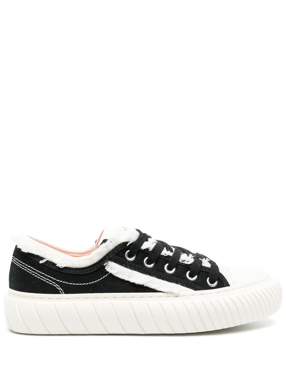 Frayed-detail low-top sneakers - White