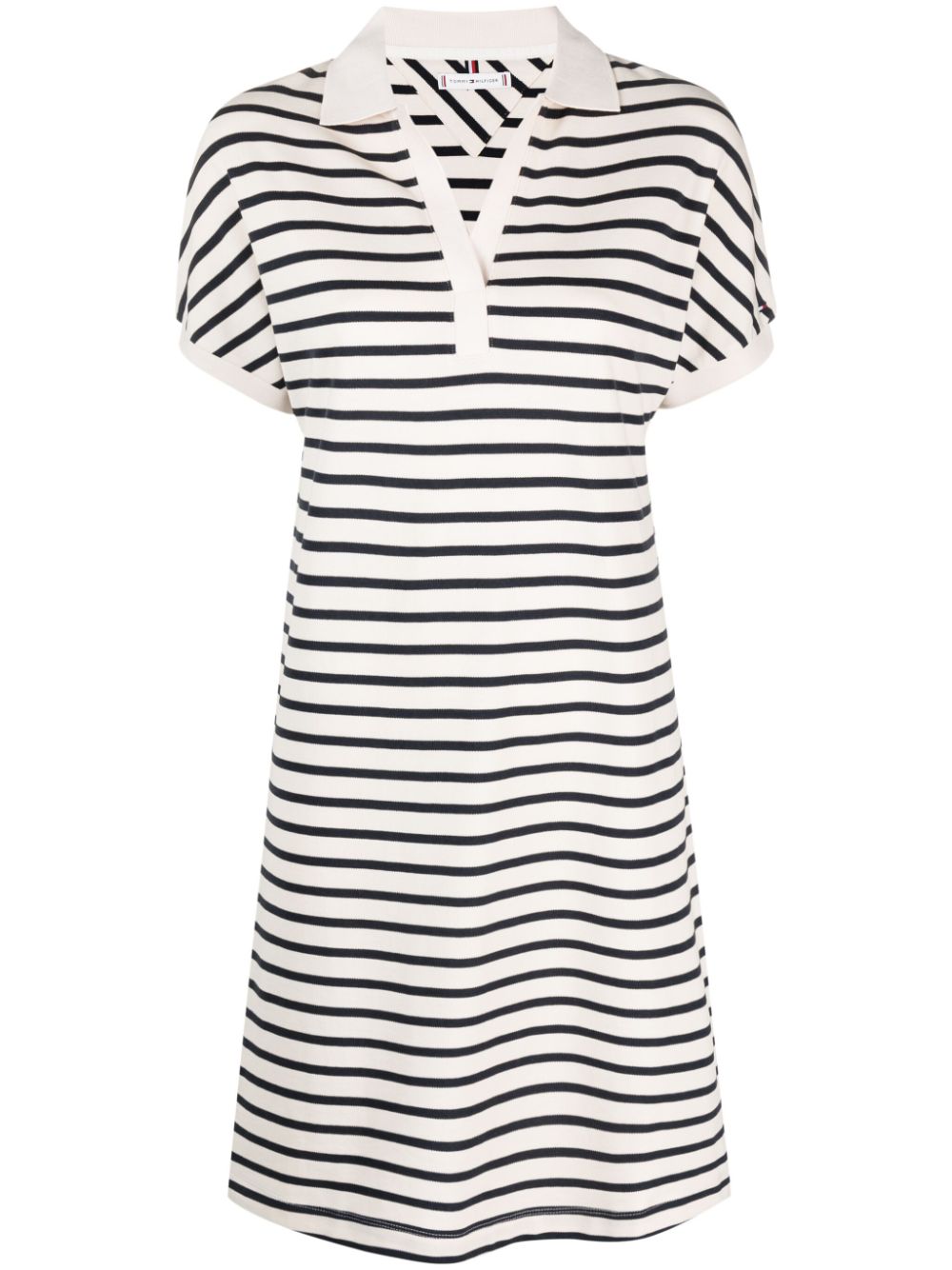 Logo-embroidered striped dress - Neutrals