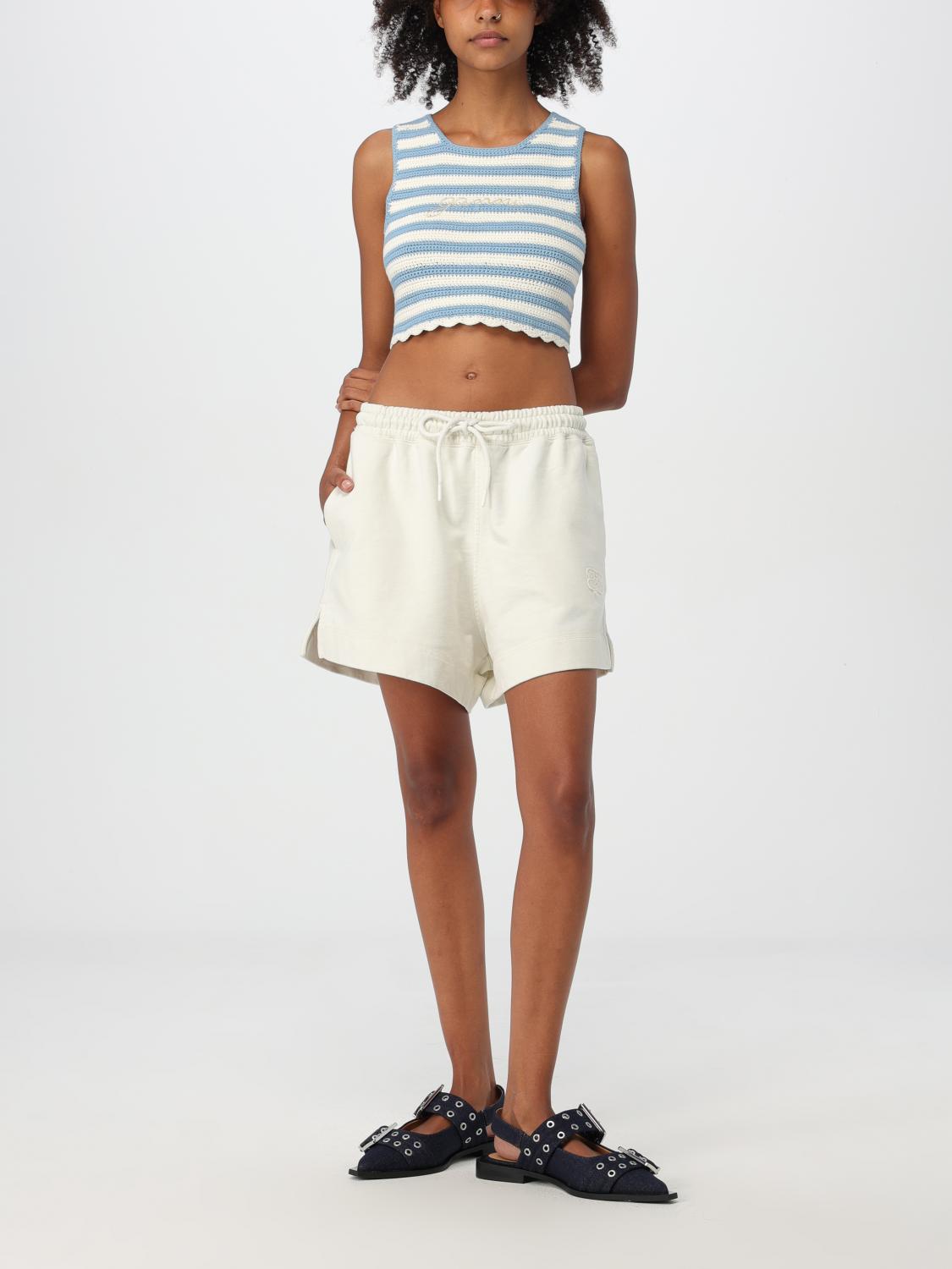 Logo-embroidered organic cotton shorts - Neutrals