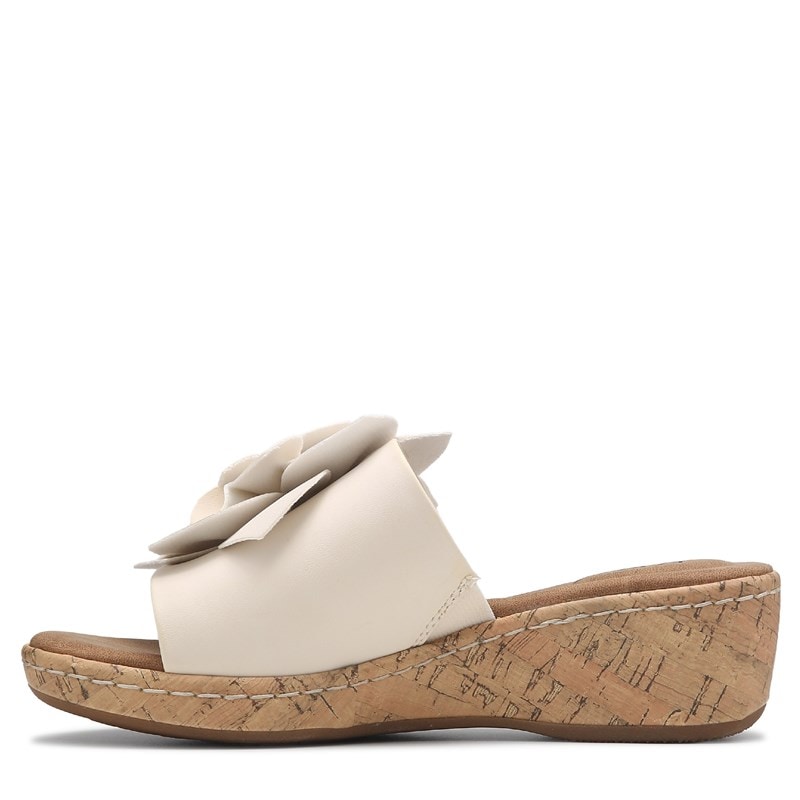 B. O.C. Women's Stephanie Flower Wedge Sandals (White)