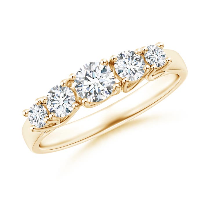 Angara 0.3 Carat Lab-Grown Five Stone Trellis Set Diamond Wedding Ring in 14K Yellow Gold