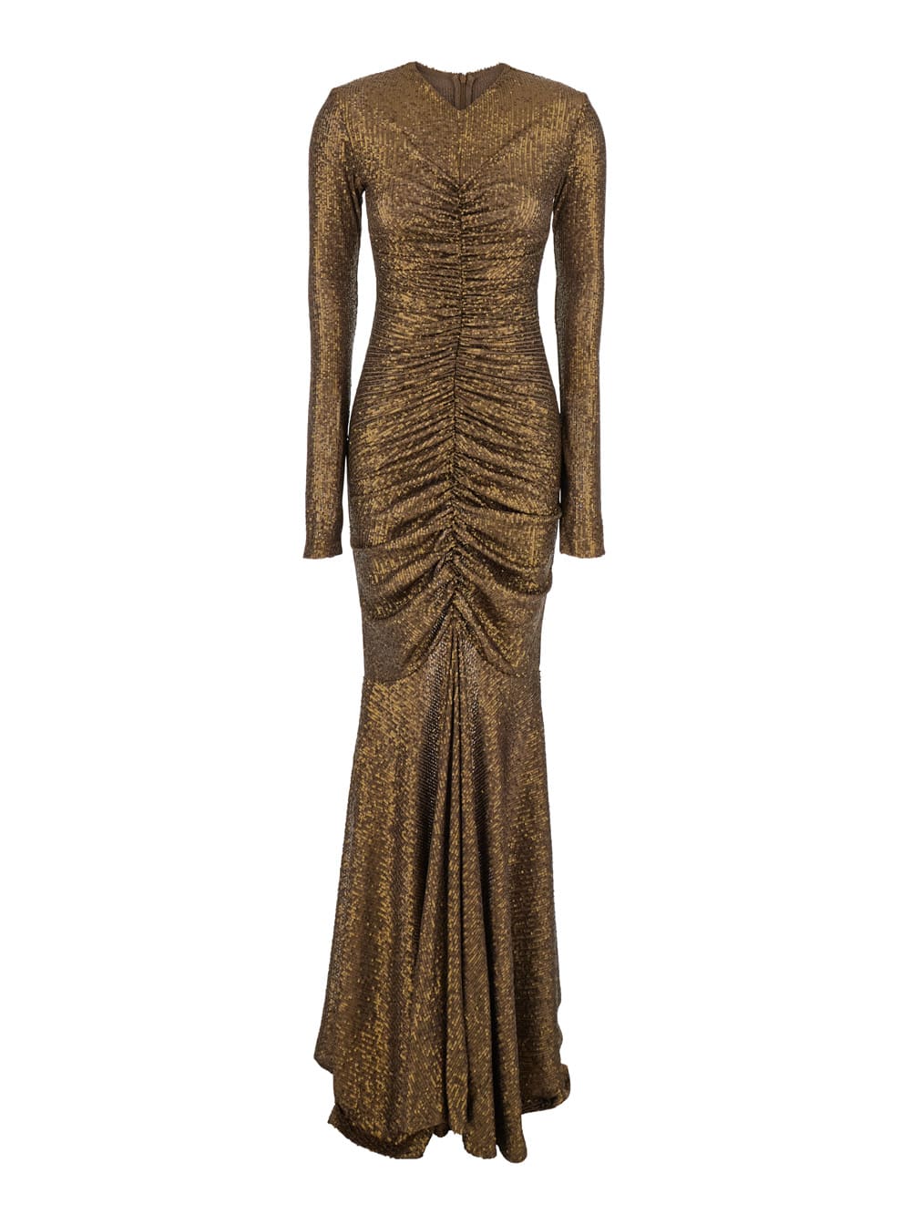 Long-sleeve fishtail gown - Brown