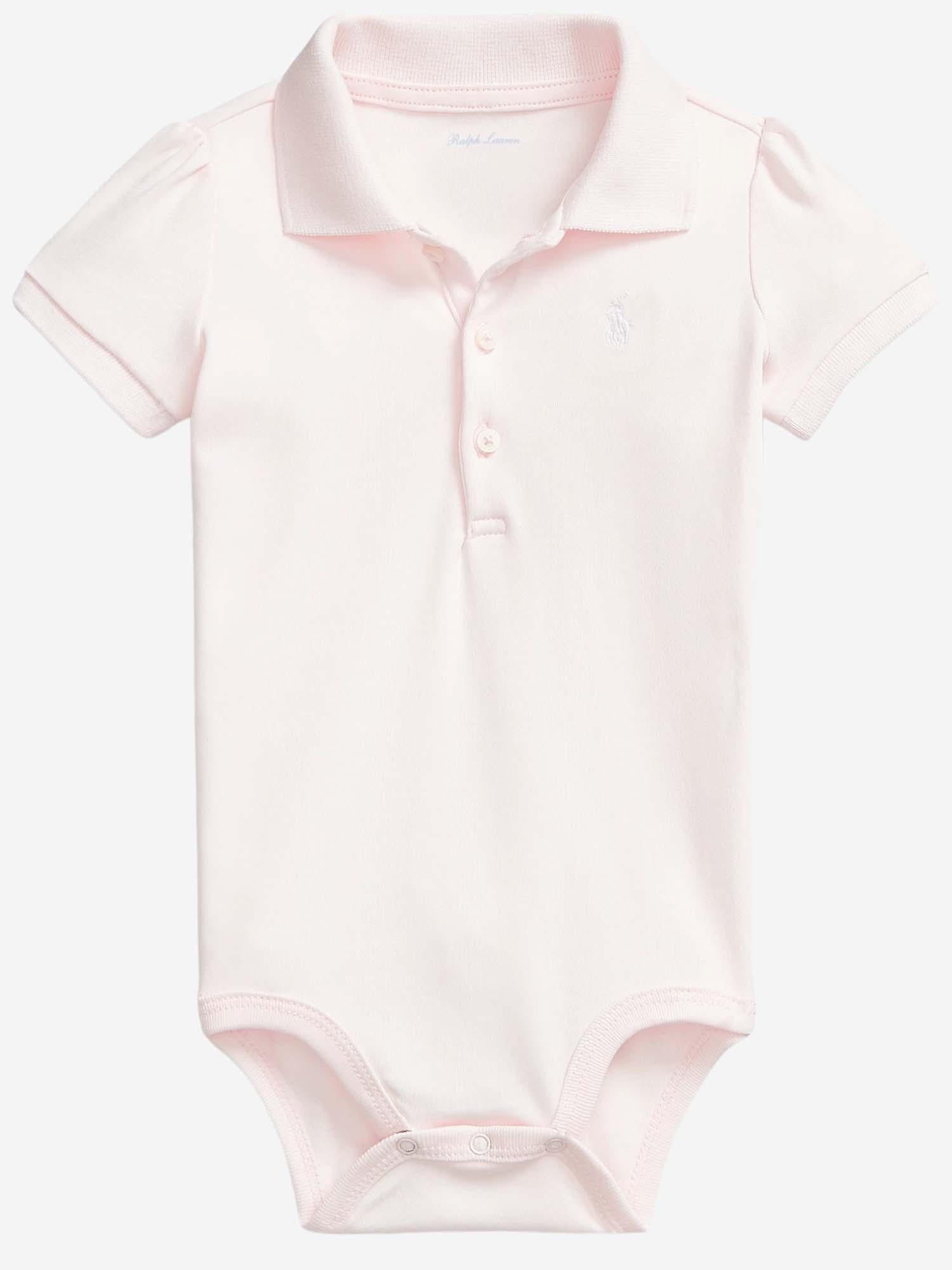 Cotton Polo Bodysuit — Pink