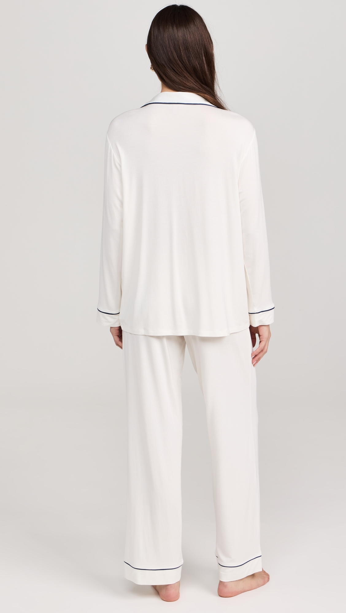 Gisele The Long Pajama Set Pure Ivory/Navy