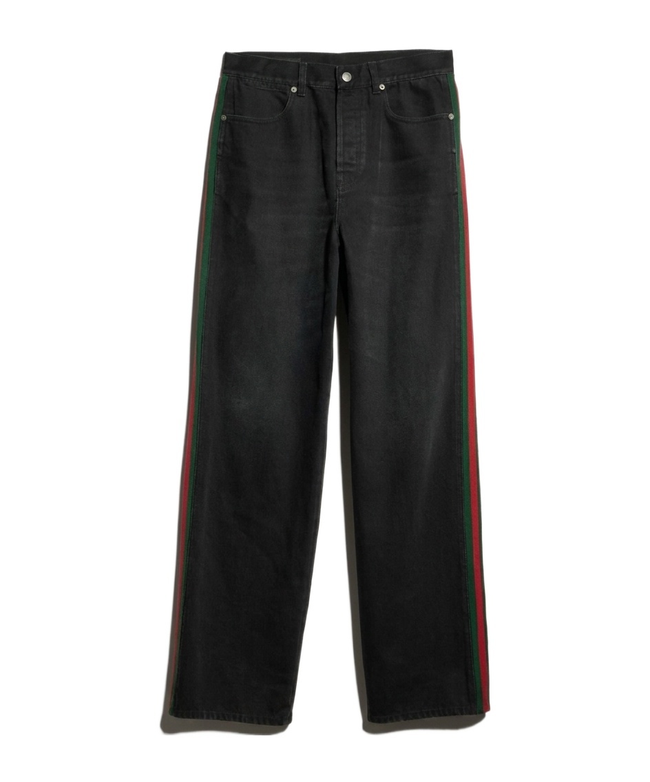 Cotton denim pants with Web insert