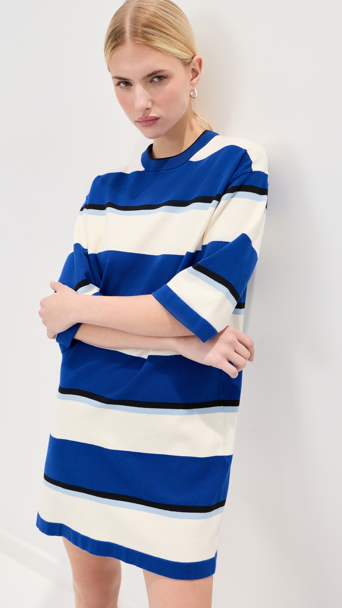 Mara Rugby Tee Dress Royal Blue/White