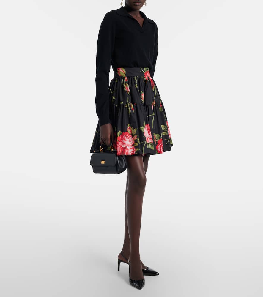 Floral cotton miniskirt